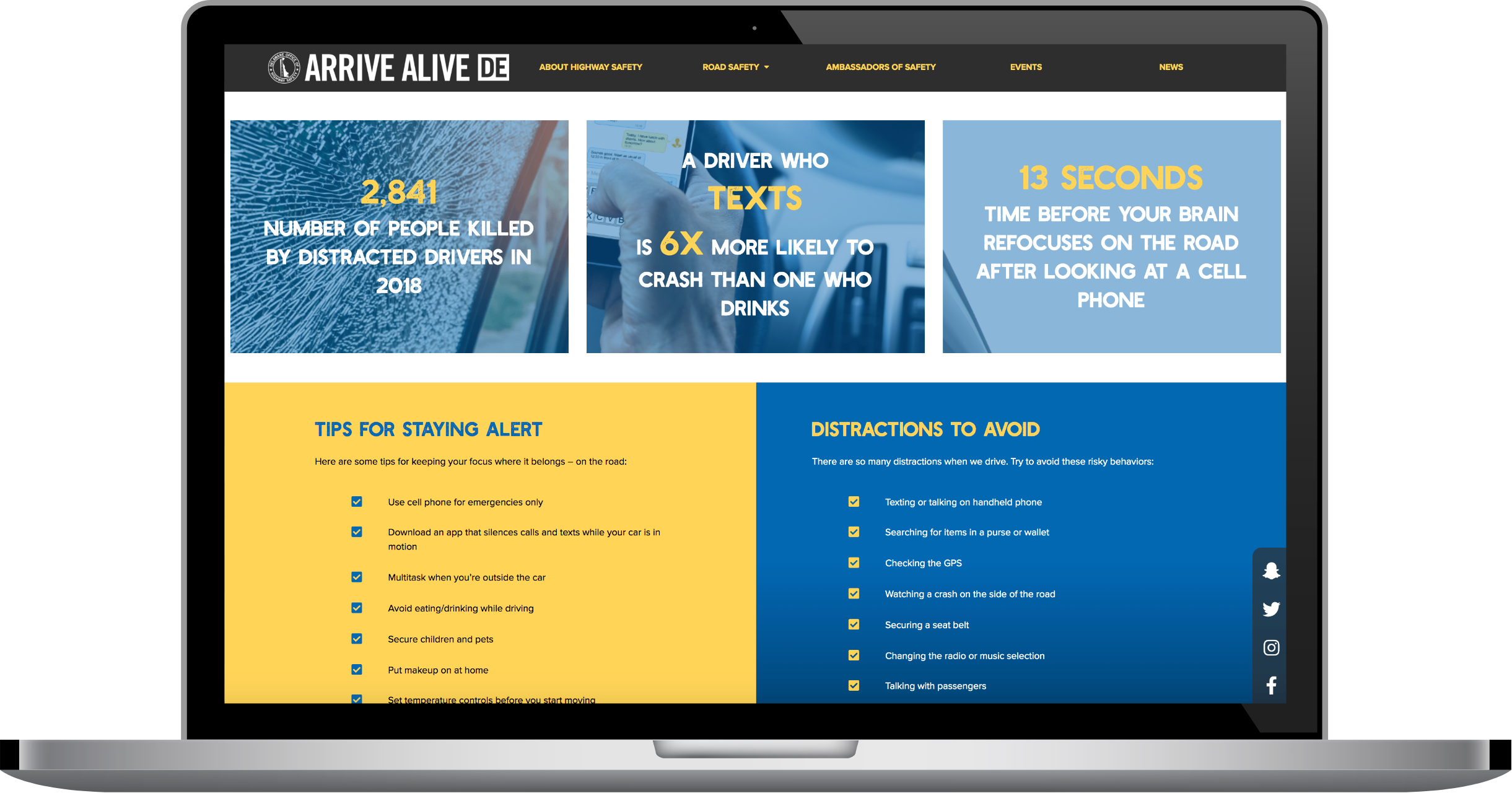 Arrive Alive laptop view